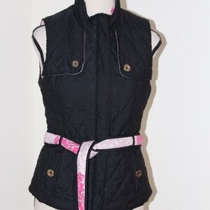 Lilly Pulitzer, Reversible  Black / Pink Floral  quilted vest......